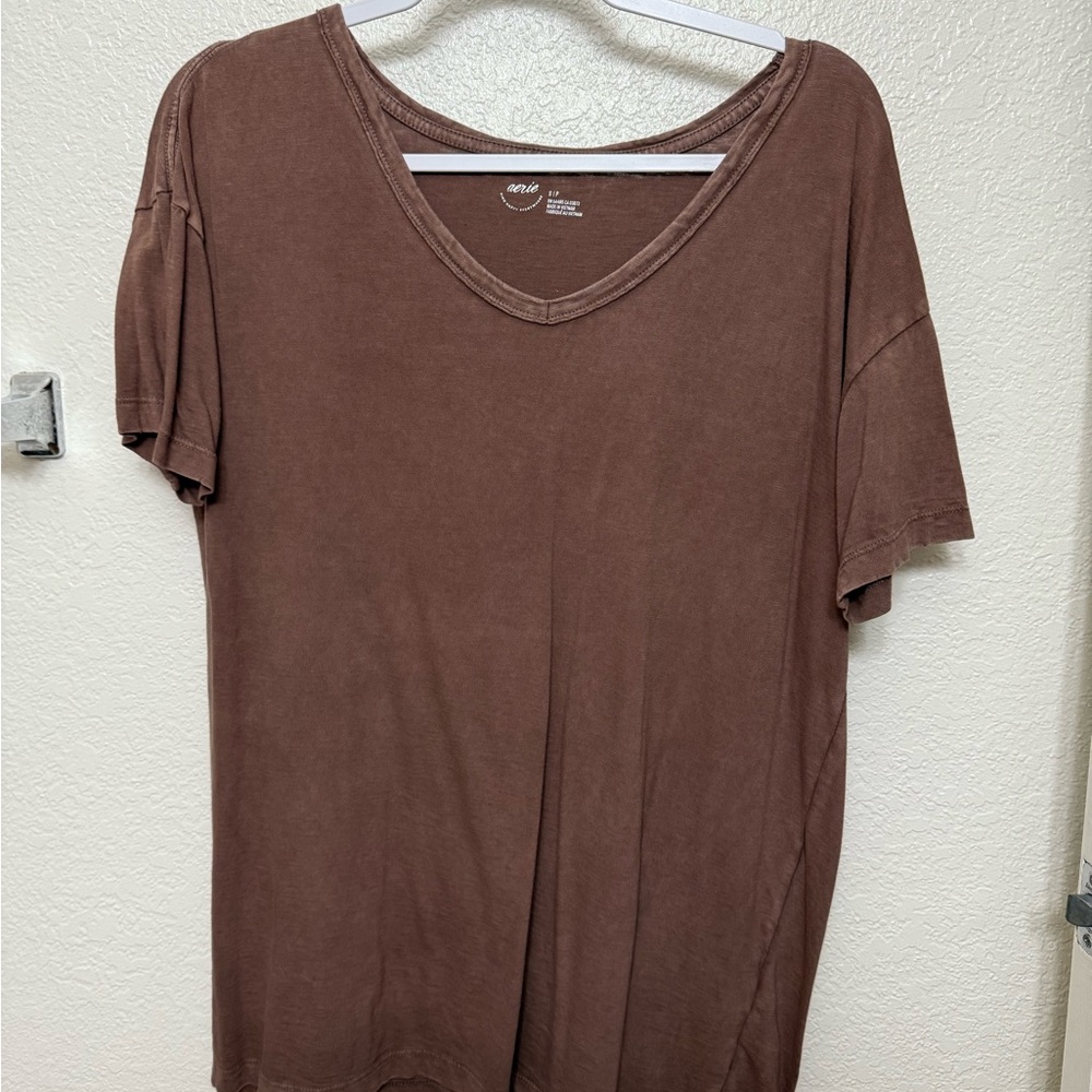 Aerie Women's Brown V-Neck Top